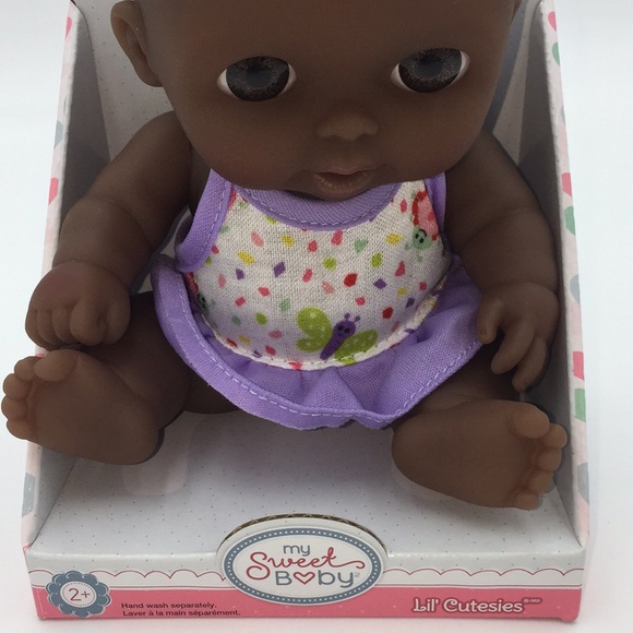 My Sweet Baby Lil' Cutesies African American Baby Doll Black Plastic Purple New - Picture 4 of 14